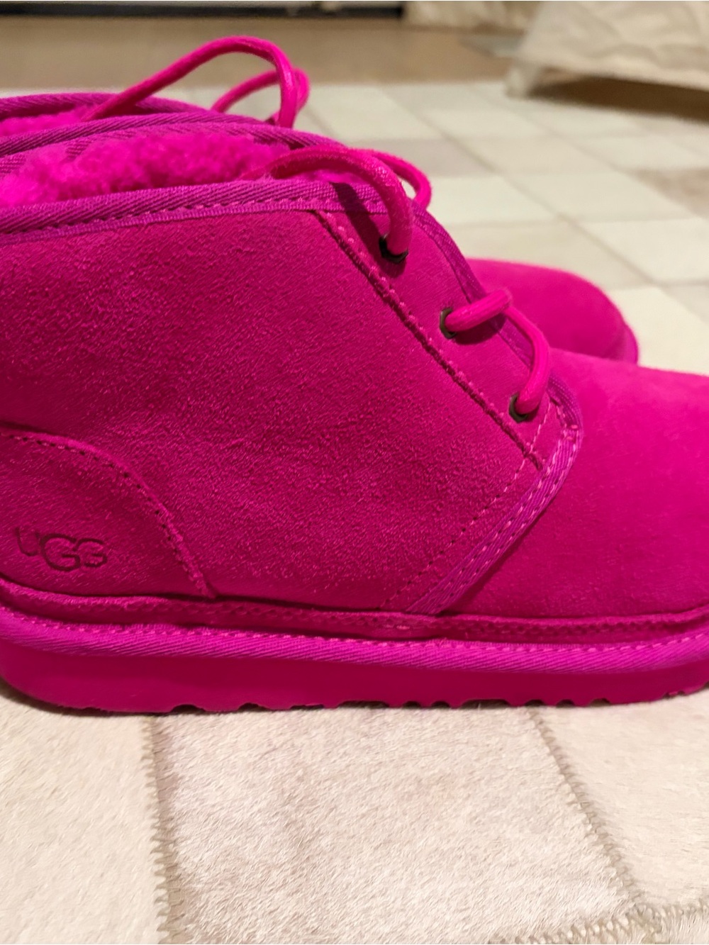 UGG Hot Pink Suede Lace-Up Boots